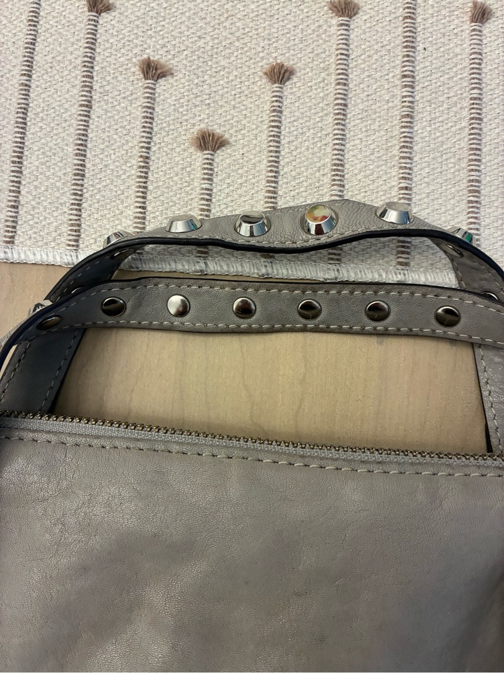 Gray Michael Kors Leather Satchel Tote with Buckle Details - Picture 2 of 7